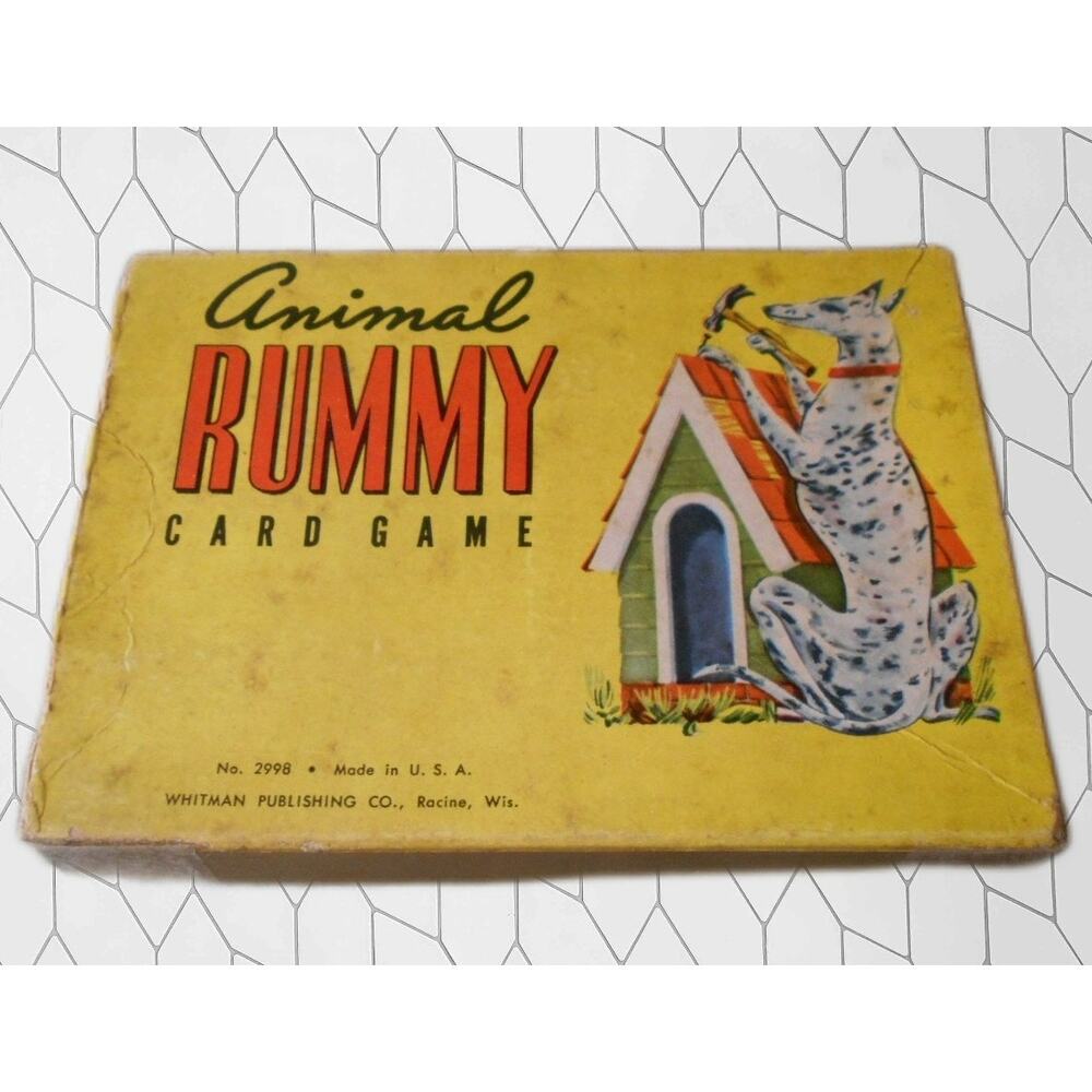 Whitman Animal Rummy Card Game 2998 Complete Original Box 1950s Vintage